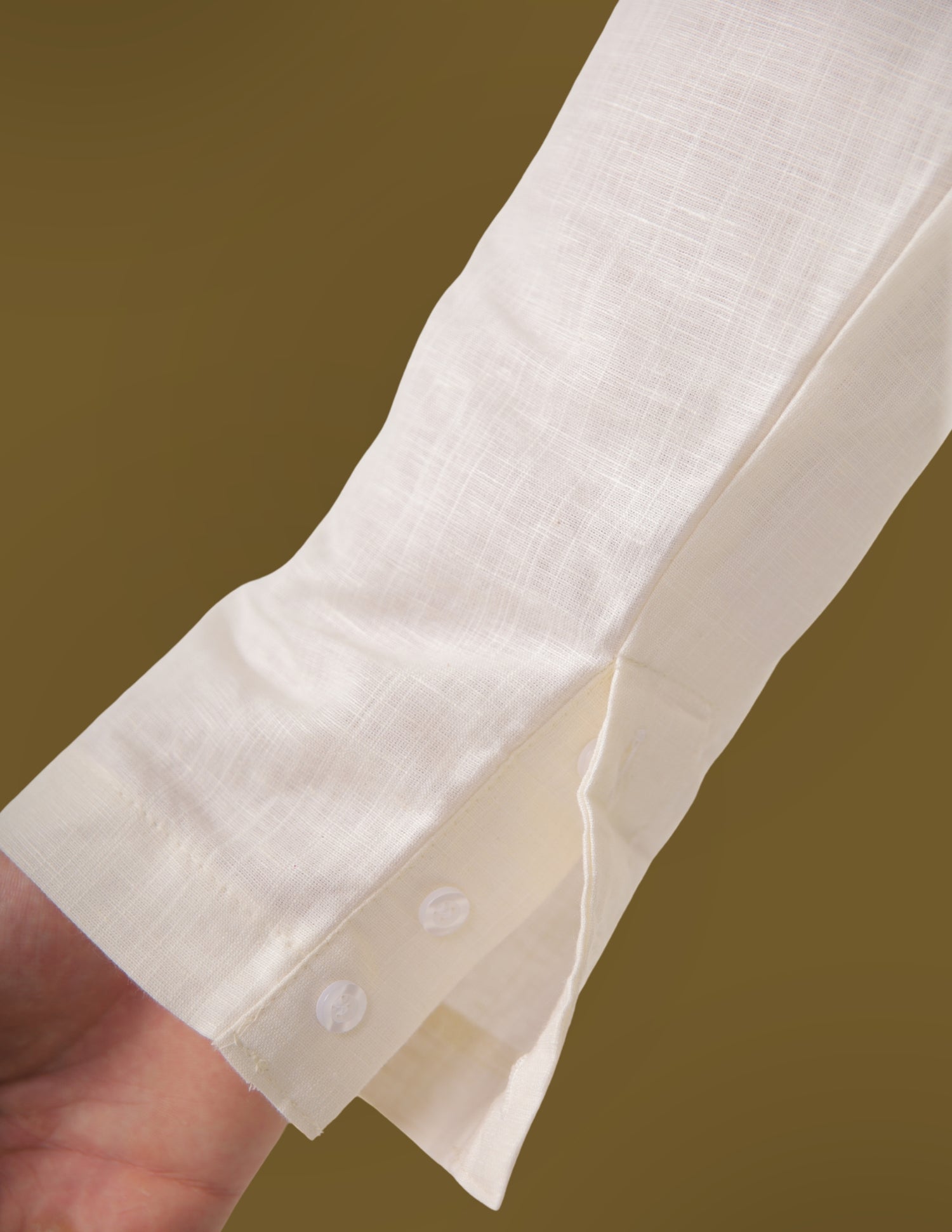 Linen Mandarin Shirt  - Off White